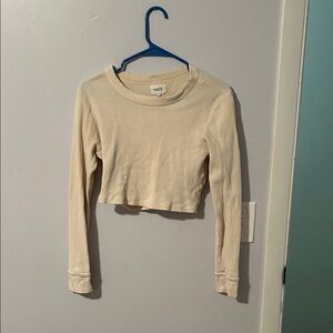 Mate Cream Long Sleeve Crop Top